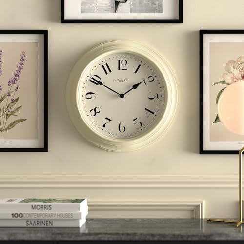 JONES CLOCKS® Fenchurch wall Clock | Large Classic Clock | 16" | Cream - color: Cream