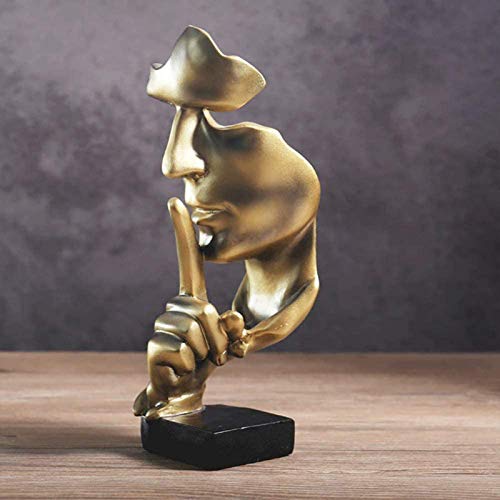 aboxoo Thinker Statue, Silence is Gold Abstract Art Figurine(Gold) - color: Gold, size: Medium