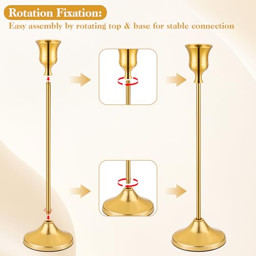 Candlestick Holders-3PCS, Taper Candle Holder for Candlesticks, Metal Taper Candle Holders Glaceful Decor Set for Wedding Centerpieces, Christmas, Birthday Party, Holiday Dinning Table Décor