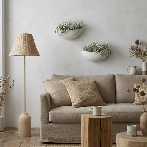 MyGift White Ceramic Wall Planters Half Bowl Hanging Vase Set of 2 - color: White