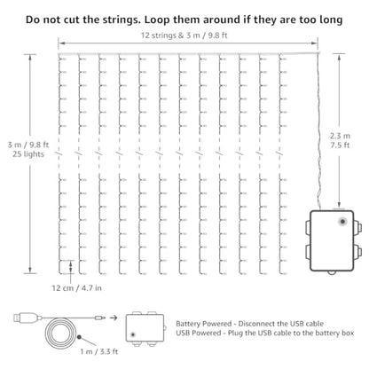 Lepro Lighting Ever Fairy Curtain Lights Battery Operated & USB Plug in