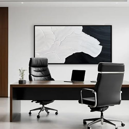 Black and White Abstract Wall Art Textured Oil Paintings 39x79 Inch - color: black, size: 39"L x 79"W
