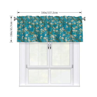 Blossom Floral Curtain Valance 54x18 Inches Window Treatment Rod Pocket Valance for Kitchen Bathroom Bedroom - color: Blossom Floral