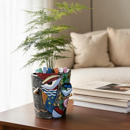 Planter Pot with Drainage Hole, Abstract Face Pot - color: 3