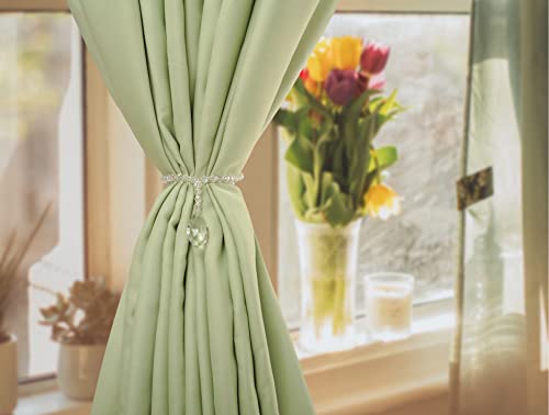 SUQ I OME Luxury Crystal Beaded Magnetic Curtain Tieback, Crystal - color: Crystal