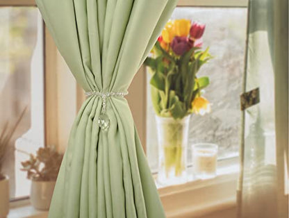 SUQ I OME Luxury Crystal Beaded Magnetic Curtain Tieback, Crystal - color: Crystal