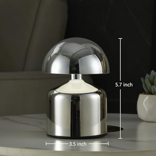 SAIWEYA Modern Cordless Mushroom Small Table Lamp, Dimmable Touch Battery