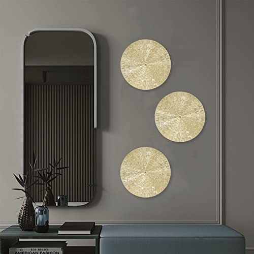 Aqur2020 Round Wall Art Decor, Gold Floating Circles Crinkle Abstract Geometric Iron Wall Art Metal Decor