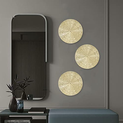 Aqur2020 Round Wall Art Decor, Gold Floating Circles Crinkle Abstract Geometric Iron Wall Art Metal Decor