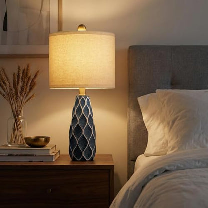 Small Table Lamps Set of 2 for Living Room, 20.25" Blue Bedside Boho Lamps - color: Blue, size: Small - 20.75''