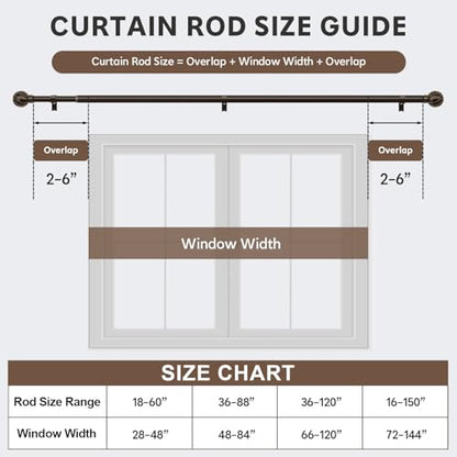 Brown Curtain Rods for Windows 48 to 84 Inch 7/8" Diameter - color: Brown, size: 36"-88"|1 Pack