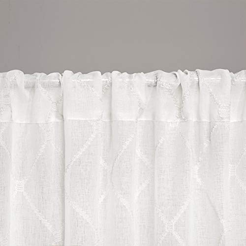 Madison Park Embroidered Diamond Irina Sheer Curtain, 50x84 White - color: White, size: 50"W x 84"L (Pack of 1)