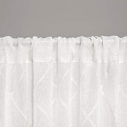 Madison Park Embroidered Diamond Irina Sheer Curtain, 50x84 White - color: White, size: 50"W x 84"L (Pack of 1)