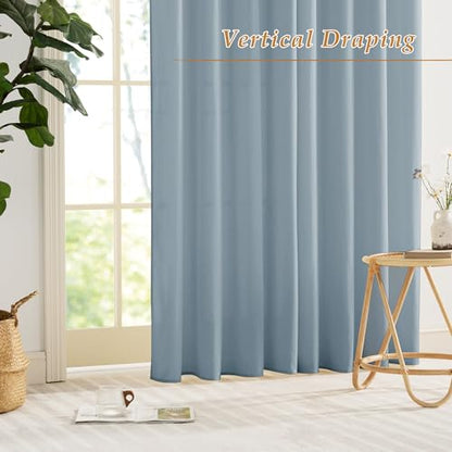 RYB HOME Non See Through Stone Blue Sheer Curtains 72 inches Long - color: Stone Blue, size: 52"W x 72"L (Pack of 2)
