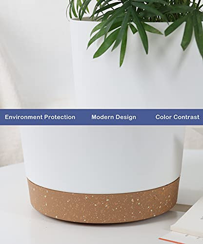 kubvici Indoor Plant Pots Planters 8 inch Plastic Planter (White x 3 Pack) - color: White 3, size: 8 inch