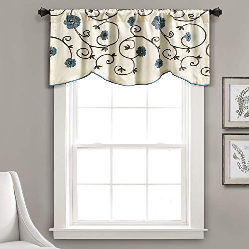 Lush Decor Royal Garden Valance Floral Window Kitchen Curtain (Single), 42”W x 18"L, Blue - size: 42"W x 18"L (Pack of 1)