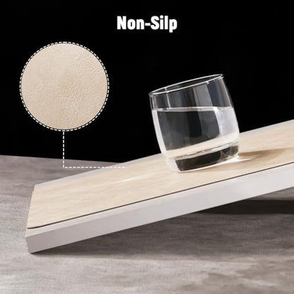 Vinyl Placemats Set of 6, Dual Sided Place Mats with Drink Coasters - color: Beige/Light Gray Two-tone, size: Set of 6