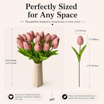 Mandy's 20 Stems Mauve Artificial Tulip Flowers for Home Centerpieces - color: Mauve