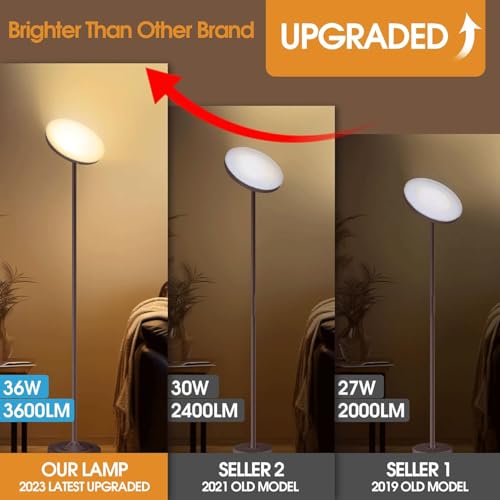 LED Torchiere Floor Lamp with Remote Control, Standing Lamp for Living Room - color: Copper Brown
