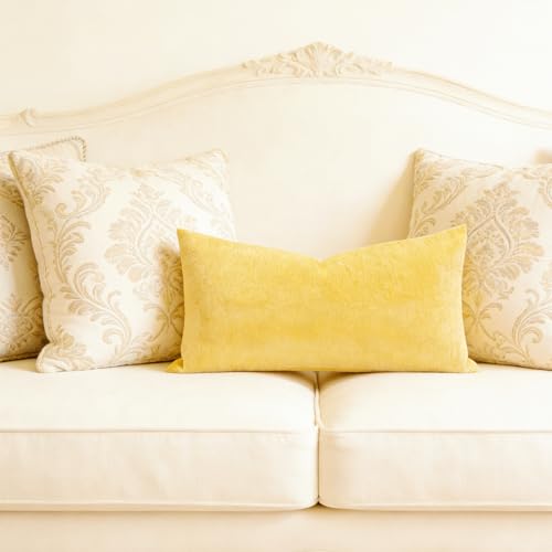 Slow Cow Chenille Lumbar Throw Pillow Cover 12 x 24 Inches Yellow - color: D-chenille Yellow, size: 24" x 12" (Pack of 1)