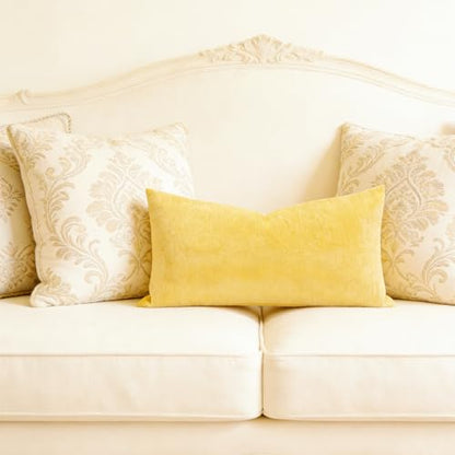 Slow Cow Chenille Lumbar Throw Pillow Cover 12 x 24 Inches Yellow - color: D-chenille Yellow, size: 24" x 12" (Pack of 1)
