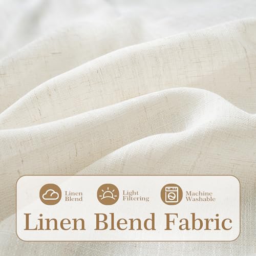 DriftAway Semi Sheer Scalloped Edge Linen Coastal Beach Window Curtains for Living Room Bedroom 2 Panels Rod Pocket Each Size 52 Inch by 102 Inch Taupe - color: Linen Taupe, size: 52"W x 102"L (Pack of 2)