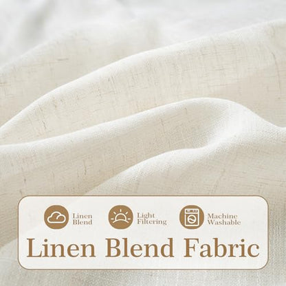 DriftAway Semi Sheer Scalloped Edge Linen Coastal Beach Window Curtains for Living Room Bedroom 2 Panels Rod Pocket Each Size 52 Inch by 102 Inch Taupe - color: Linen Taupe, size: 52"W x 102"L (Pack of 2)
