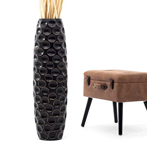 Leewadee Large Floor Vase 34 inches Mango Wood for Pampas Grass, Dried Flowers - color: Black, size: 34 inches