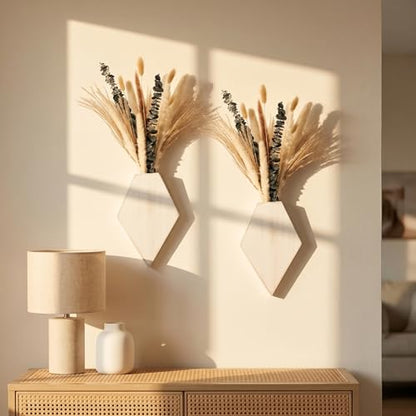 2 Pcs Wooden Wall Planters, White Distressed, Natural Style - color: White Distressed, style: Natural Style