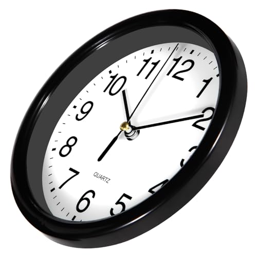Silent Wall Clock Non Ticking, 6 Inch Wall Clocks Battery Operated, Small Analog Clock for Bedroom Home Office Kitchen Bathroom School, Easy to Read(Black) - color: Black