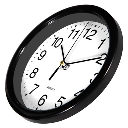 Silent Wall Clock Non Ticking, 6 Inch Wall Clocks Battery Operated, Small Analog Clock for Bedroom Home Office Kitchen Bathroom School, Easy to Read(Black) - color: Black