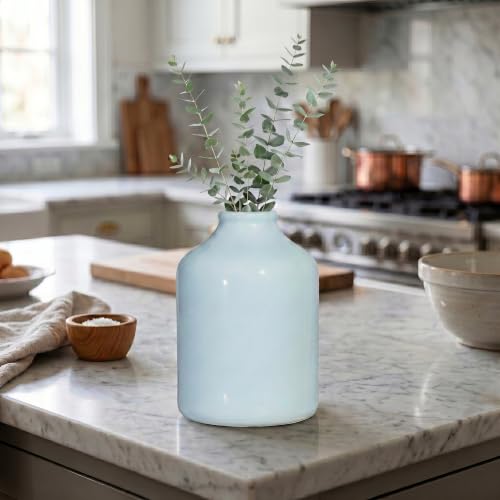 Sunddo Large Blue Ceramic Vase, 8 Inch, Modern - color: Light Blue, size: 8 inch