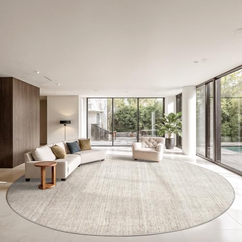 Valenrug Round Rugs 8ft, Circle Washable Area Rugs for Living Room, Beige - color: 01-beige, size: 8' (Round)