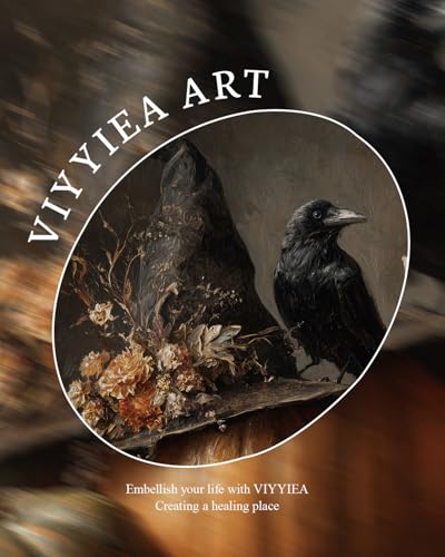 VIYYIEA Halloween Canvas Wall Art, Dark Academia Framed Artwork 10 x 8 Inch - color: Witch Hat, size: 10"L x 8"W