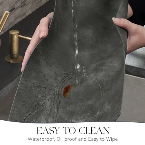 MOSAYT Vinyl Faux Leather Placemats, Set of 6, Dark Grey - color: Dark Grey