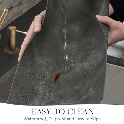 MOSAYT Vinyl Faux Leather Placemats, Set of 6, Dark Grey - color: Dark Grey