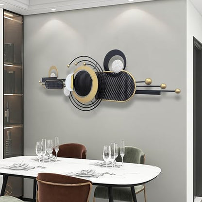 ERMOFAV Large Modern Metal Wall Art for Living Room,Black 58×18 in - style: Abstract Art