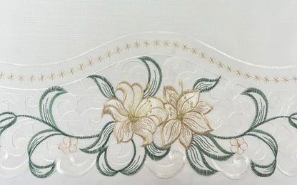 GOHD Lily Fragrance 3pcs Colorful Embroidery Kitchen Cafe Curtain Set.Beige - color: Beige
