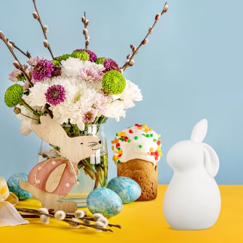 Amosfun Ceramic Bunny Rabbits Ceramic Bunny Figurine Rabbit Decor for Easter Dining Table Centerpiece Tiered Tray Bowl Shelf Ornament