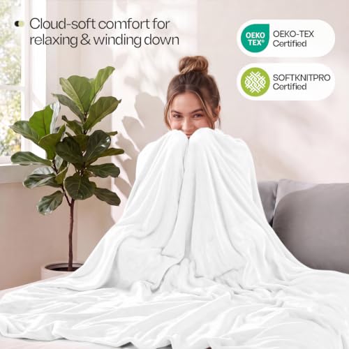 Soft Fleece Blanket for Bed Twin Size White (60x80 Inch) - color: White, size: Twin (60x80 Inch)