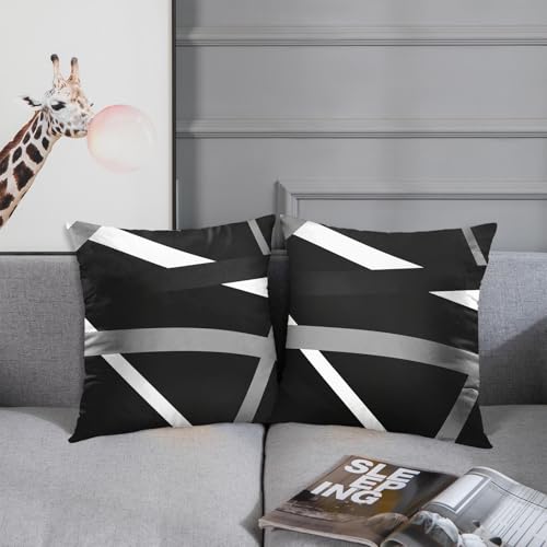 Emvency Throw Pillow Covers Set of 2, 18 x 18 Inch, Stripes Modern Retro - color: Black and Grey 4, size: 18" x 18" (Pack of 2)