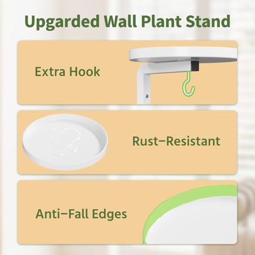 LASZOLA Plant Hanger Holder Window Shelf Wall Mounted Indoor, 2 Pcs White - color: White, size: 2