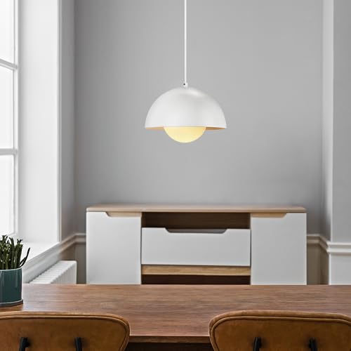 Globe Electric Amelia 1-Light Plug-in Pendant Lighting, Matte White, White Glass Shade, Bulb Not Included - color: Matte White