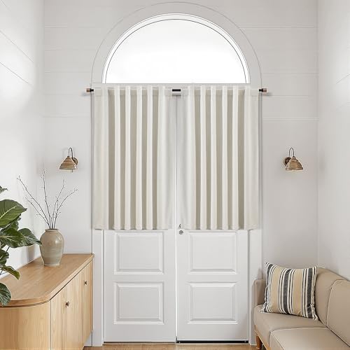 Nanspring 100% Blackout Linen Curtains for Bedroom 42x45 Long 2 Panel Cream - color: Natural, size: 42"W x 45"L (Pack of 2)