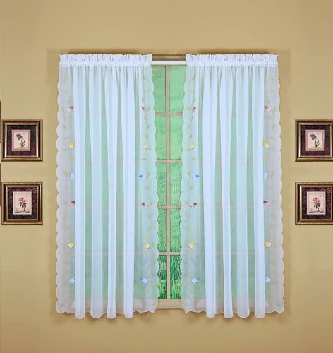 Today's Curtain,Vineyard 3-D Appliqué,Panel 63", White, 59" W x 63" L - color: White, size: 59"W x 63"L (Pack of 1)