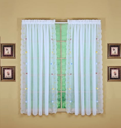 Today's Curtain,Vineyard 3-D Appliqué,Panel 63", White, 59" W x 63" L - color: White, size: 59"W x 63"L (Pack of 1)