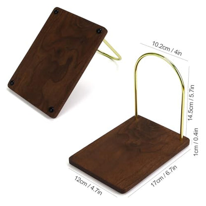 Buqoo Book Ends for Shelves, Handmade Walnut Wood Bookends with Metal - color: Walnut Brown