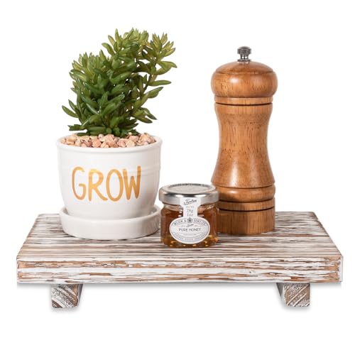 Wood Bathroom Tray Farmhouse Decor Kitchen Soap Holder, 9"x6" Retrowhite - color: Retro White, size: 9" x 5.9" x 1.6"