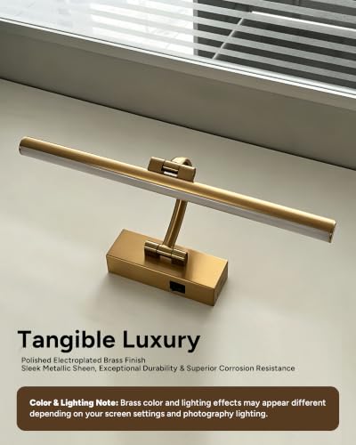 15.6" Battery Operated Picture Light for Wall Art, Brass Finish - size: 15.6 Inch