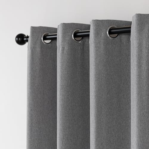 Amazon Basics Chenille Room Darkening Curtains, Light Filtering Window Drapes for Bedroom and Living Room, 2-Panel Set with Grommets, 52" W × 84" L, Grey Solid - color: Grey, size: 52"W x 84"L (Pack of 2)